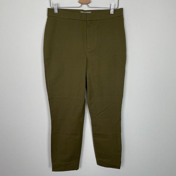 Everlane The Fixed Waist Stretch Cotton Work High Rise Pant Olive Green 10 - Picture 3 of 11